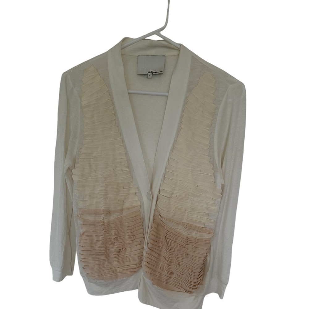 3.1 Phillip Lim Cream Grosgrain Trim Cardigan Size S – Unique - Picture 3 of 9